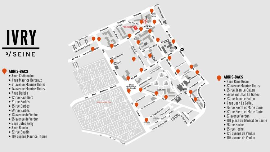 Emplacement des abris-bacs dans le quartier Petit-Ivry